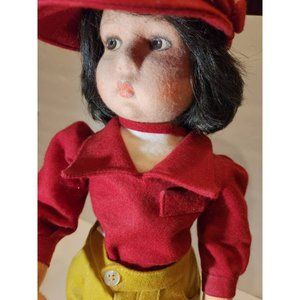 Vintage Lenci Italian "Bobby" Baseball Player Felt Doll Hand Painted Face and Ba